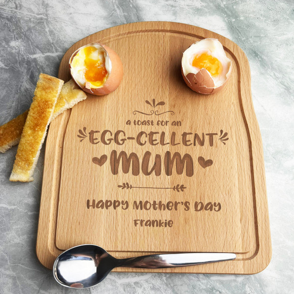 Funny Egg-Cellent Mum Mother's Day Personalised Eggs & Toast Breakfast Board