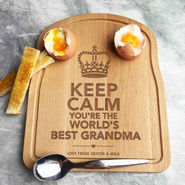 World's Best Grandma Personalised Gift Eggs & Toast Soldiers Breakfast Board
