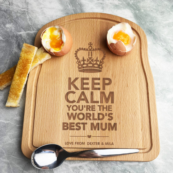 World's Best Mum Personalised Gift Eggs & Toast Soldiers Breakfast Board