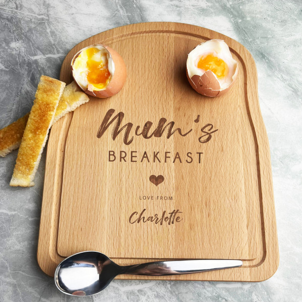 Mum's Breakfast Little Heart Personalised Eggs & Toast Soldiers Breakfast Board