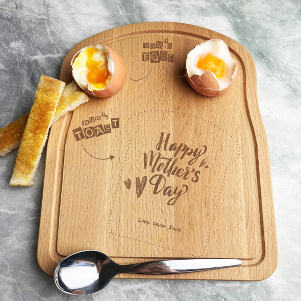 Mum's Toast & Eggs Mother's Day Personalised Eggs & Toast Breakfast Board