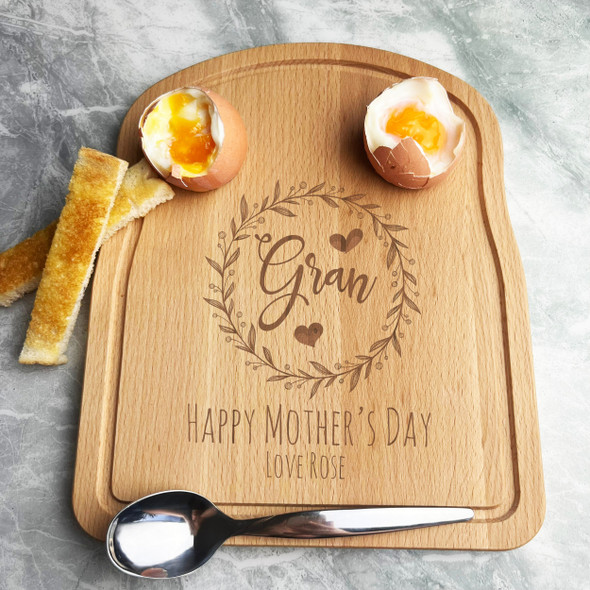 Floral Wreath Gran Mother's Day Personalised Eggs & Toast Breakfast Board