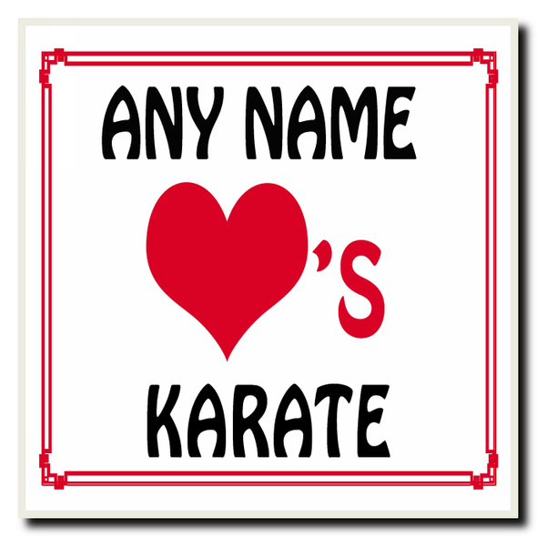 Love Heart Karate Personalised Coaster