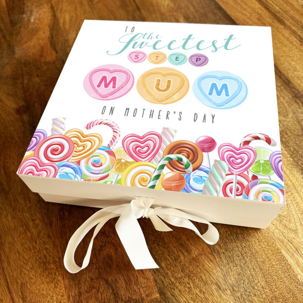 Sweetest Step Mum On Mothers Day Square Keepsake Memory Hamper Gift Box