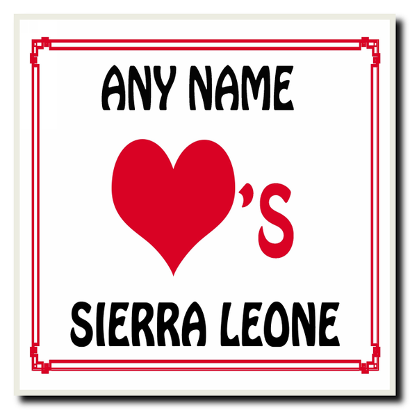 Love Heart Sierra Leone Personalised Coaster