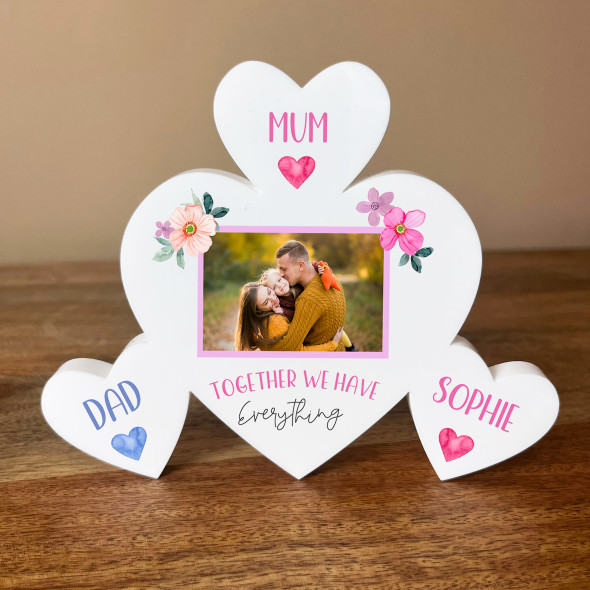 Mum Together Photo Family Hearts 3 Small Personalised Gift Acrylic Ornament