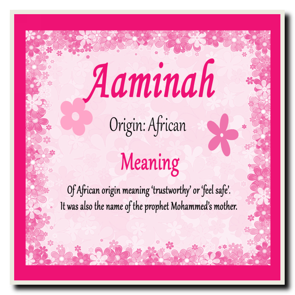 Aaminah Personalised Name Meaning Coaster