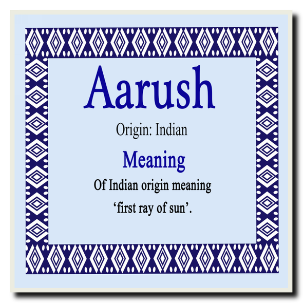 Aarush Personalised Name Meaning Coaster