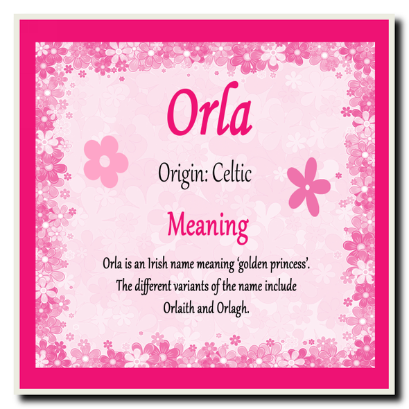 Orla Personalised Name Meaning Coaster