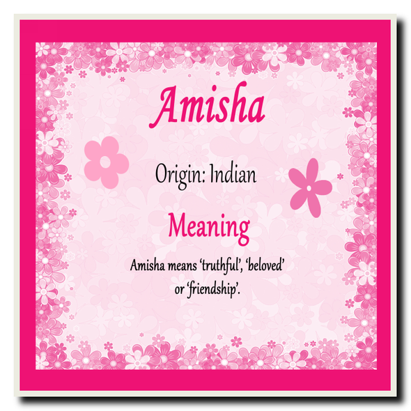 Amisha Personalised Name Meaning Coaster