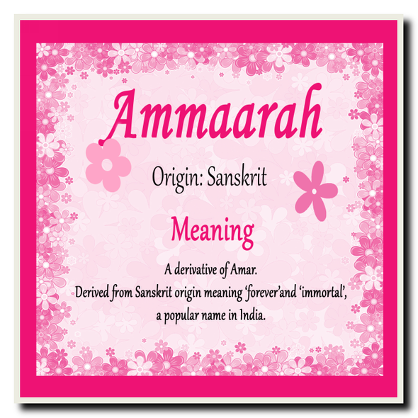 Ammaarah Personalised Name Meaning Coaster