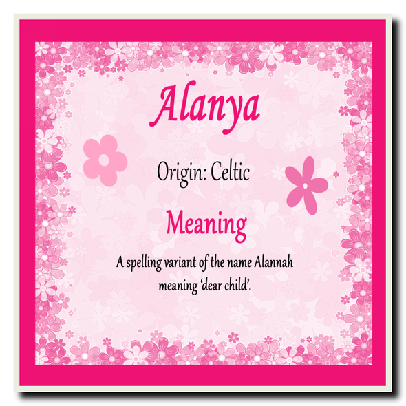 Alanya Personalised Name Meaning Coaster