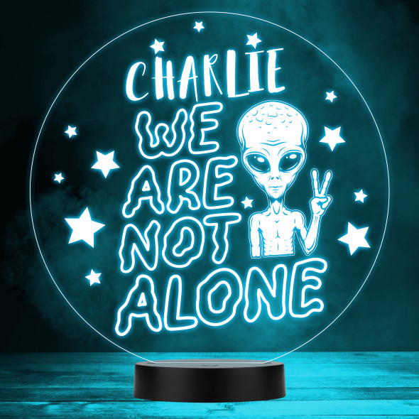 We Are Not Alone Alien Peace Sign Stars Led Lamp Personalised Gift Night Light