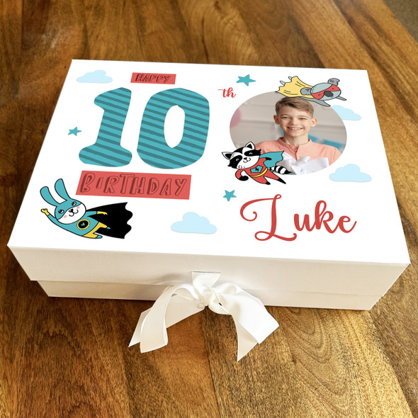 Superhero Cartoon Photo Child Any Age Personalised Keepsake Birthday Gift Box