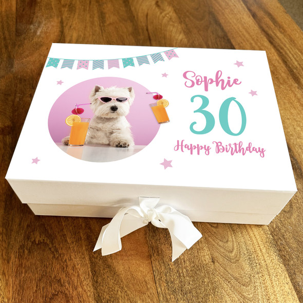 White Dog Pet Cocktail West Highland Terrier Personalised Birthday Gift Box