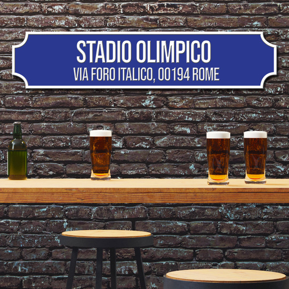 S.S. Lazio Stadio Olimpico Blue & White Stadium Any Text Football Club 3D Train Street Sign