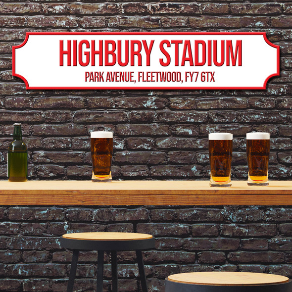 Fleetwood Town Highbury Stadium White & Red Any Text Football Club 3D Train Street Sign