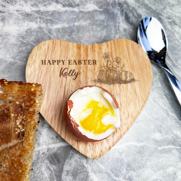 Easter Eggs A Daffodil Personalised Gift Heart Breakfast Egg Holder Board