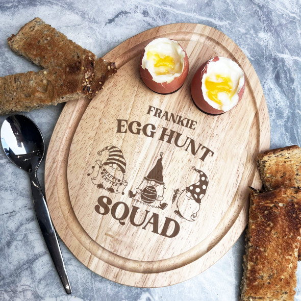 Easter Gnomes With Egg Personalised Gift Toast Egg Breakfast Serving Board