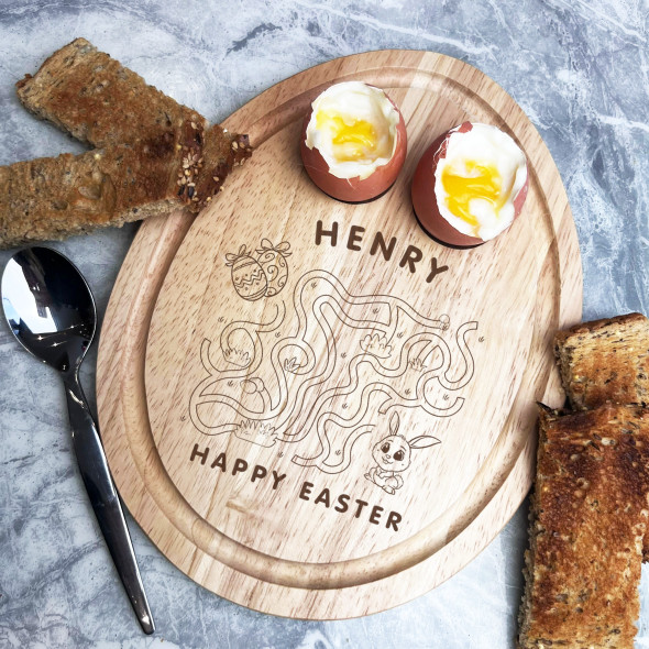 Easter Maze Bunny And Eggs Personalised Gift Toast Egg Breakfast Serving Board