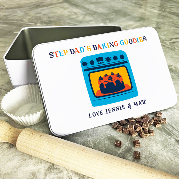 Retro Baking Step Dad's Goodies Personalised Gift Baking Cake Tin