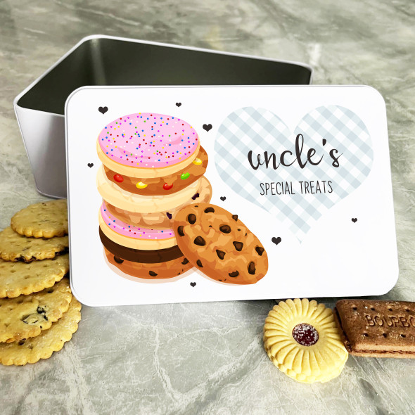 Uncle's Special Treats & Hearts Personalised Gift Cookies Treats Biscuit Tin