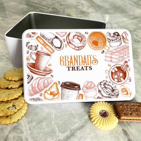 Vintage Style Pastries Granddad's Personalised Gift Biscuit Sweets Treat Tin