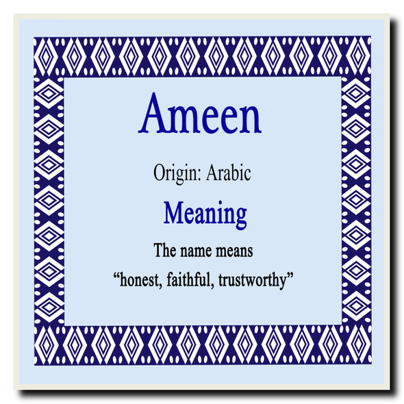 Ameen Personalised Name Meaning Coaster