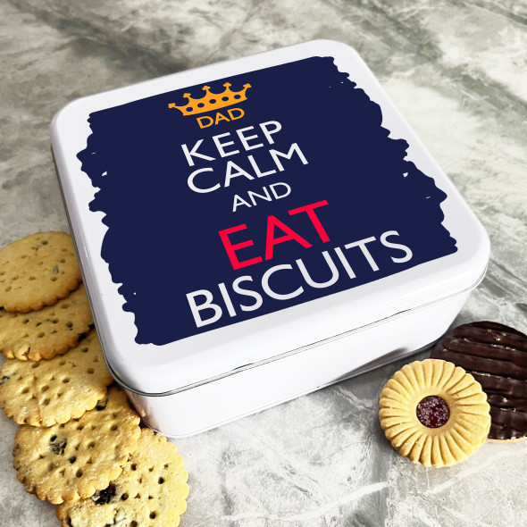 Dad Keep Calm Eat Personalised Gift Cookies Treats Biscuit Tin