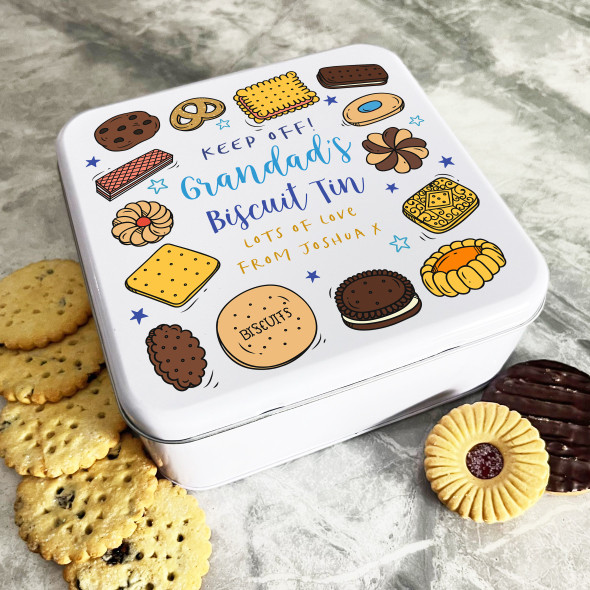 Granddad's Tin Keep Off Treats Personalised Gift Cookies Treats Biscuit Tin