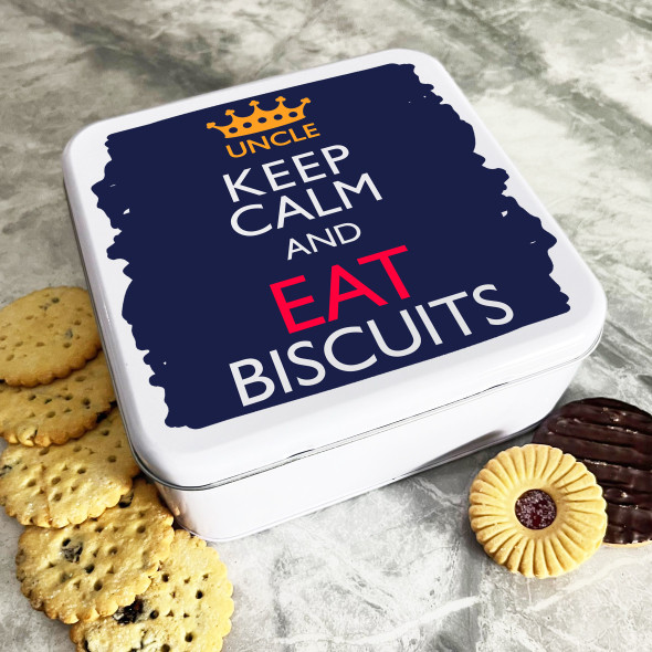 Uncle Keep Calm Eat Personalised Gift Cookies Treats Biscuit Tin