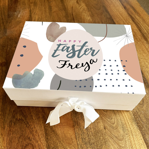 Abstract Pattern Happy Easter Personalised Keepsake Hamper Gift Box