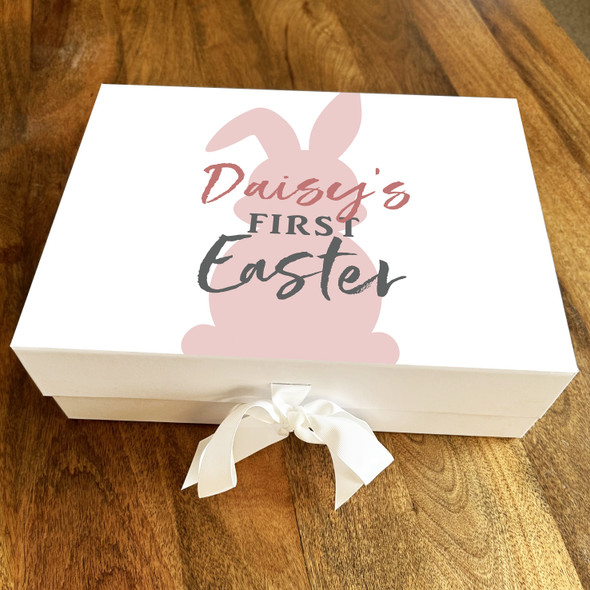Pink Bunny Rabbit 1st Easter Personalised Keepsake Hamper Gift Box