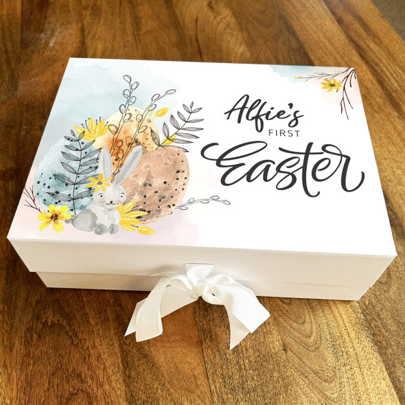 Watercolour Floral First Easter Personalised Keepsake Hamper Gift Box