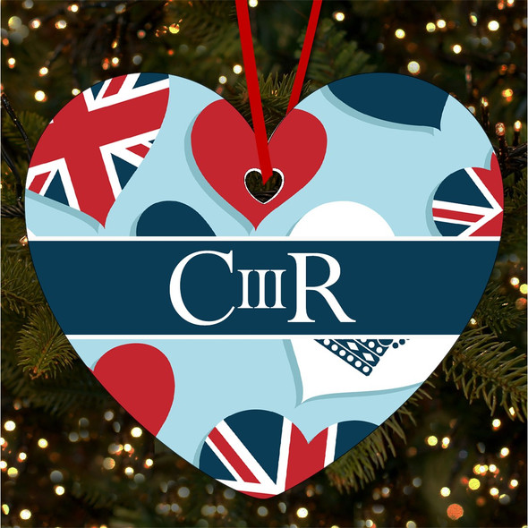 London Hearts King Charles III Coronation Souvenir Heart Hanging Ornament