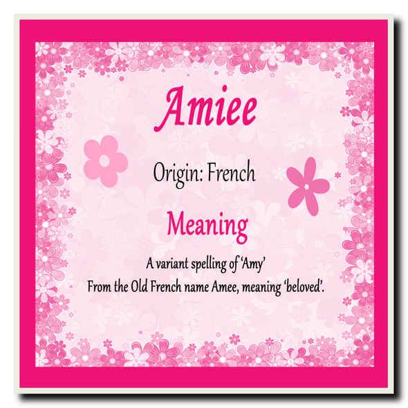 Amiee Personalised Name Meaning Coaster