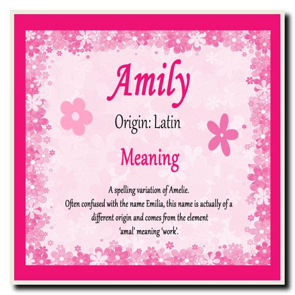 Amily Personalised Name Meaning Coaster