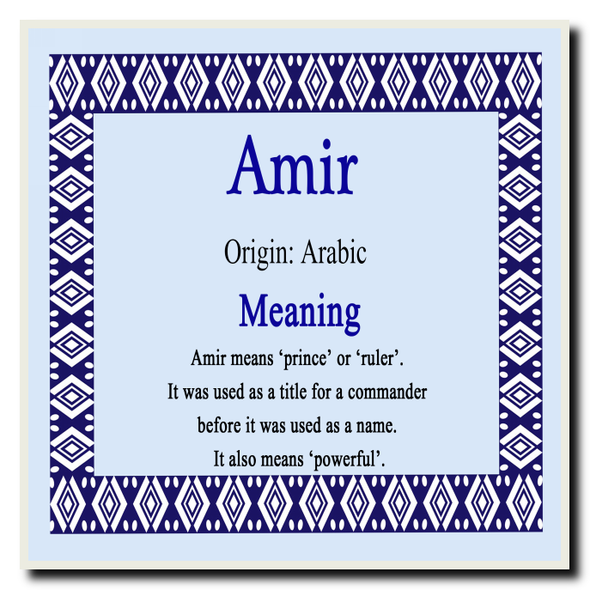 Amir Personalised Name Meaning Coaster