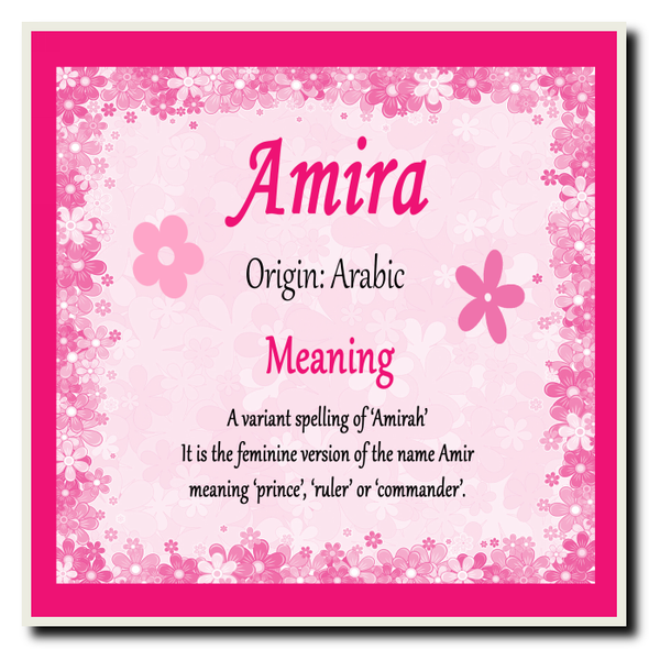 Amira Personalised Name Meaning Coaster
