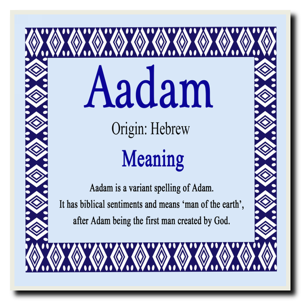 Aadam Personalised Name Meaning Coaster