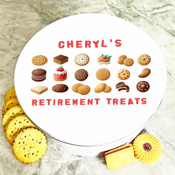 Round Set Of Cookies Retirement Treats Personalised Biscuit Tin