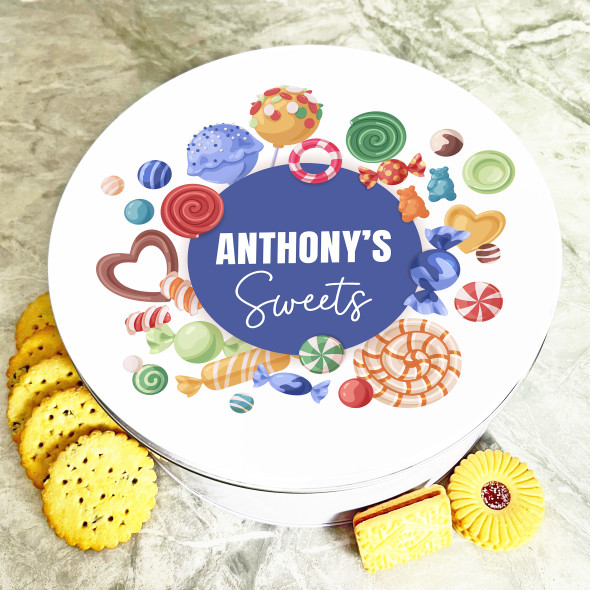 Round Sweets Assortment Personalised Treat Tin