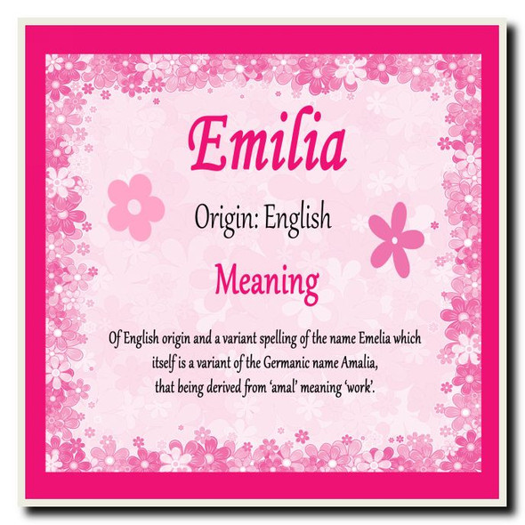 Emilia Personalised Name Meaning Coaster