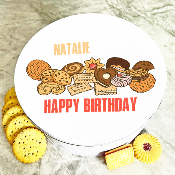 Round Cookies Selection Birthday Personalised Biscuit Tin