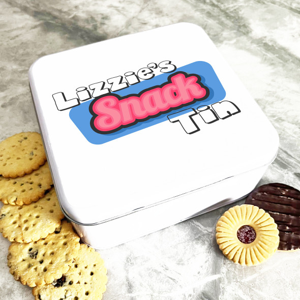 Square Colourful Retro Vintage Sweet Snacks Personalised Snack Tin
