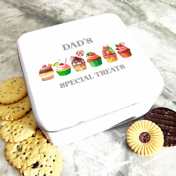 Square Cupcakes Dad Special Treats Personalised Cake Tin