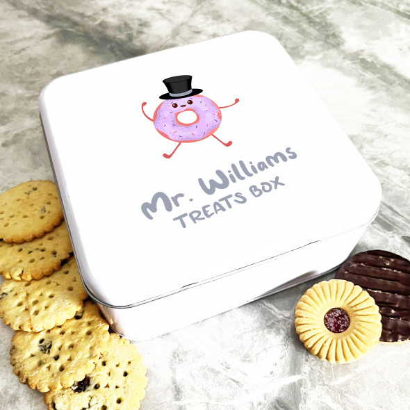 Square Funny Mr Husband Doughnut Personalised Treat Tin