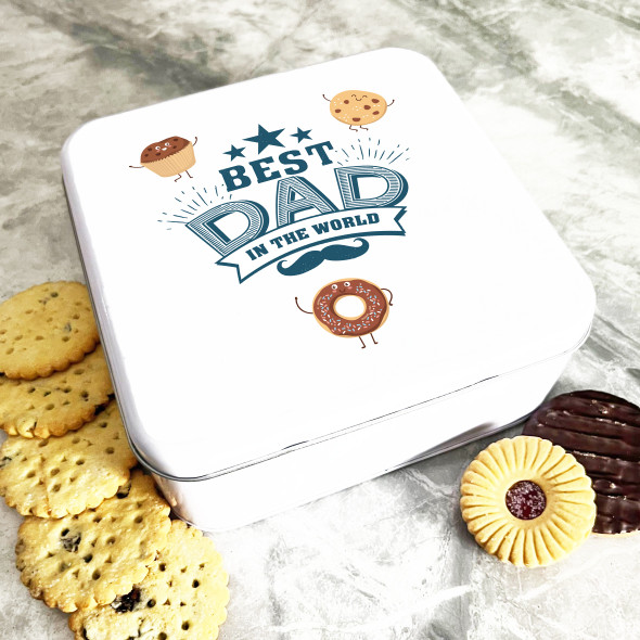 Square Best Dad Funny Pastry Characters Personalised Treat Tin