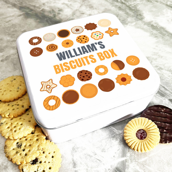 Square Biscuit Assortment Personalised Biscuit Tin