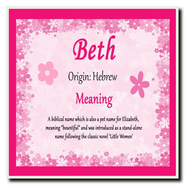 Beth Personalised Name Meaning Coaster